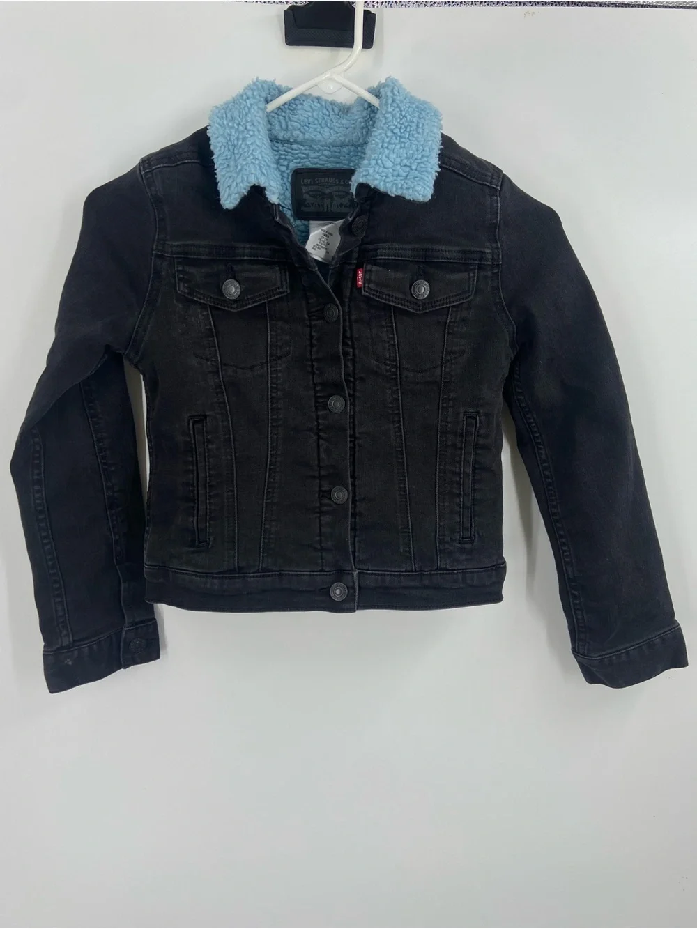 Levi's Kids Faux Sherpa Lined Black‎ Denim Jacket Size small 8-10years old